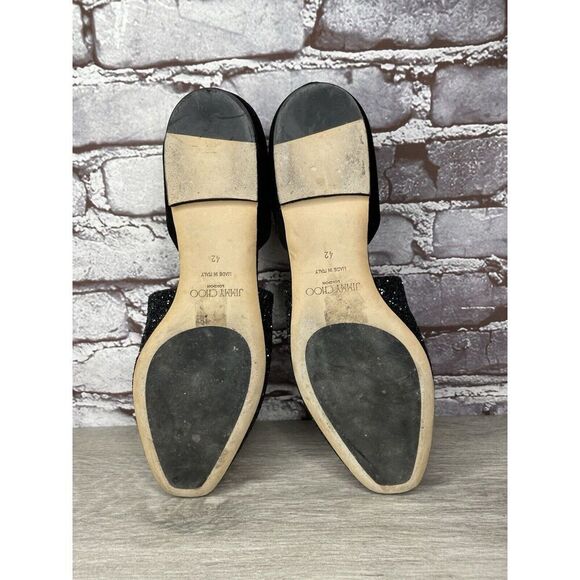 Jimmy Choo London Black Suede Leather Sparkle D’ Orsay Flats Women’s 42EU/11M US - Picture 7 of 16